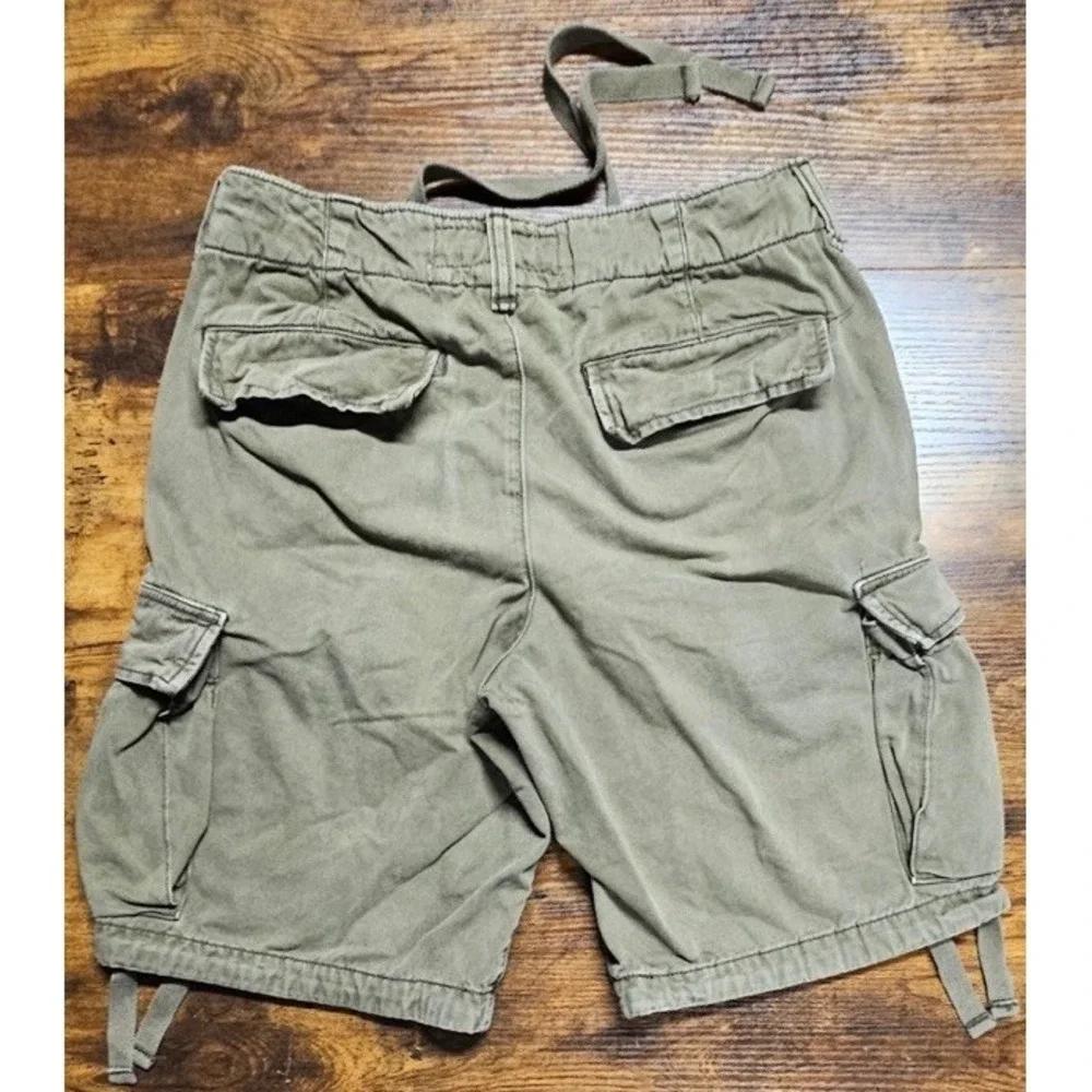 VTG Abercrombie & Fitch 30x10 Army Green Cargo Shorts Heavy Cotton Button Fly
